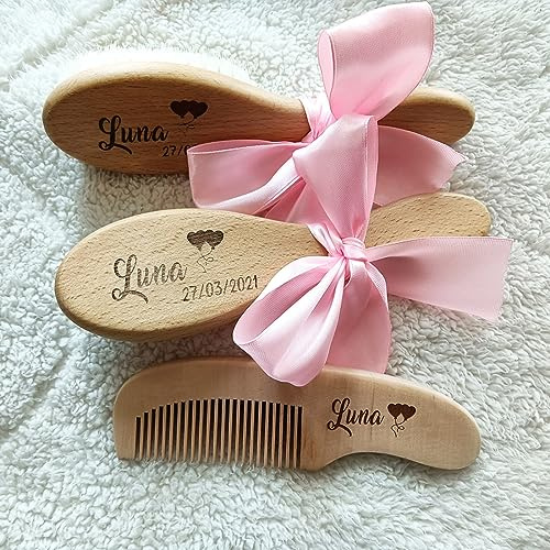 Brosse Cheveux Bebe Personnalisable,personnalisée Prénom Brosses Et Peignes,Brosse à Cheveux En Bois Naturel Avec Poils Doux De Chèvre,Cadeaux Et Souvenirs Pour Nouveau-né,peigne Bebe.