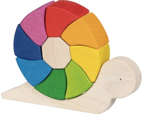 goki 58368 - Bausteine Kecke Schnirkelschnecke Pauline - goki Evolution - Bunte Farben auf Wasserbasis - Made in Europa