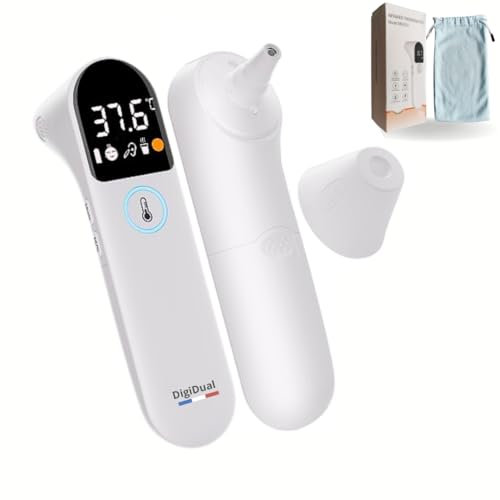 DigiDual Thermomètre Infrarouge Médical Auriculaire et Sans Contact – Certifié CE IEC 60601‑1, Précis & Rapide, Pour Toute la Famille, Notice FR incluse