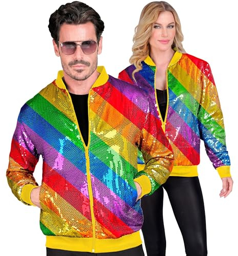 W WIDMANN MILANO Party Fashion - Pailletten Bomberjacke | für Erwachsene, glänzende Kostümjacke für Festival, Karneval und auffällige Party- / Disco-Outfits