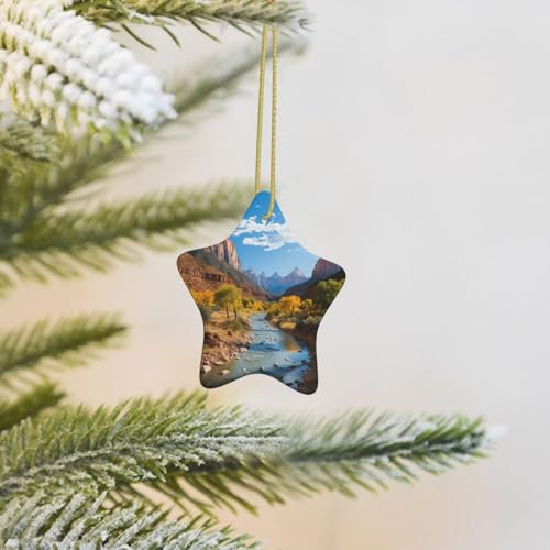 2023 Weihnachtsbaumschmuck Zion National Park Hängende Stern Ornamente Weihnachten Keramik Porzellan Dekorationen Baum Hängende Ornamente für Zuhause Urlaub Dekor Hochzeitsgeschenke