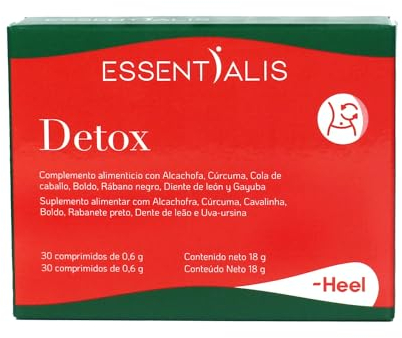 Essentialis Detox-Con Alcachofa, boldo, diente de león, cola de caballo, cúrcuma, gayuba y rábano negro-30 comprimidos veganos -Acción depurativa hepática, desintoxicante y diurética natural-1 al día