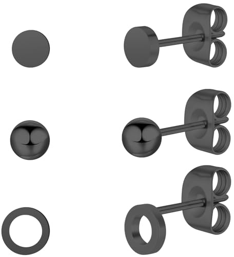 Titan Frauen Ohrstecker nickelfrei hypoallergen Mädchen Ohrringe Ohrstecker für empfindliche Ohren klassischen Ohrring Frauen Mädchen Teenager schwarz, silber, gold, rosegold