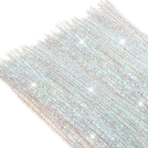 TOAOB 100 Stück Weiße Glitzer Pfeifenreiniger zum Basteln Chenilledraht | Pfeifenputzer zum Basteln, Lang 30cm und Breit 6mm, Pipe Cleaners für Basteln und Dekorieren