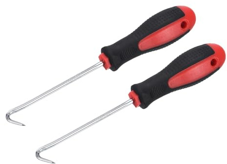 M METERXITY 2er-Pack O-Ring 90 Grad Haken - Öldichtung Dichtung Präzisions-Schraubendreher Abzieher Entferner, Robust Langlebig, Anwendung für Motorblock Zylinderköpfe (150mm, Rot)