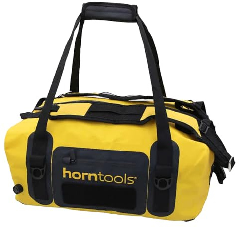 horntools Expedition Tasche - 90l - 100% Wasserdicht - Abnehmbare Tragegurte - Tragbar als Duffle Bag oder Rucksack - Reisetasche, Sporttasche, Motorradtasche - Gelb