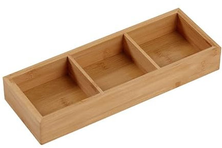 Ejoyous Square Wooden Trays 3/4/6/9 Grid Serving Platter Wooden Divider Tray Multiple Serving Tray for Hot Pot Restaurants Sushi Platter (3 Holes)