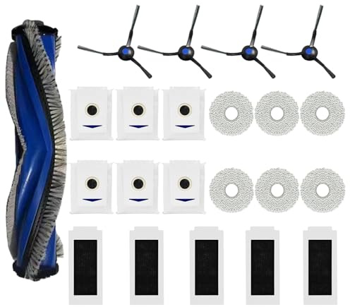GYing 22 Stück Zubehörset für ECOVACS DEEBOT T30 PRO Omni(Farbe Silber), 1 Gummi-Hauptbürste,5 Filters,6 Wischtücher,4 Seitenbürsten,6 Staubbeutel