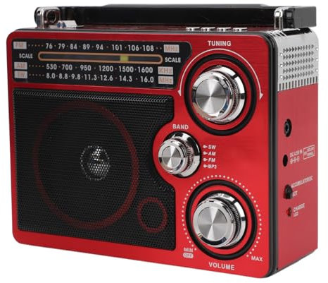 Radio Am FM SW, Radio Portátil a Pilas con Antena Telescópica Larga, Radio Práctica de Banda Completa con Perilla de Sintonización para Coche, Viajes, Camping, etc. (Enchufe de