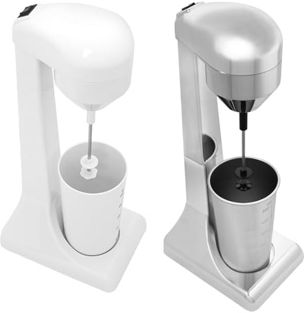 Milchshake Mixer, Getränkemixer, 22000rpm, 2 Geschwindigkeitsstufen Elektrischer Standmixer Becher 500ml für Protein-Shakes und Mixing Cocktai 100-Watt-Motor aus Reinem Kupfer (Weiß)