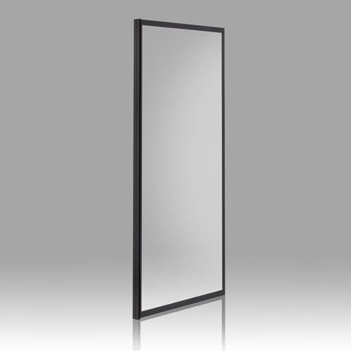 Kiamami Valentina Puerta Fija para Ducha Negro Mate L: 80 cm H: 190 cm con Vidrio Templado Transparente 6 mm | City