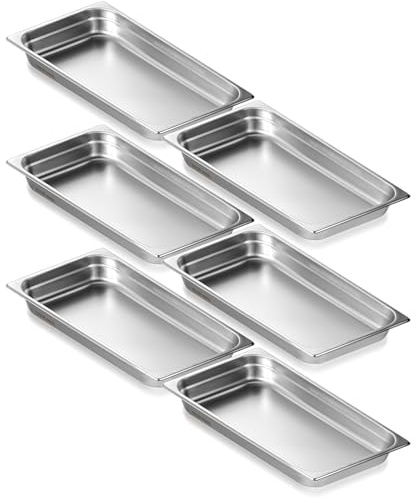 VEVOR Full Size Hotel Pans, Anti-Jam Steam Pans, 0.8mm Thick Stainless Steel, 2.5-Inch Deep, For Commercial & Industrial Use