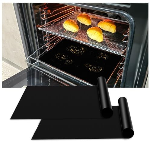KitchenRaku 2Pack BBQ Grill Mat 33X40cm, Universal Oven Liners for Bottom of Fan Assisted Ovens, Heavy Duty, Reusable and Washable, Suitable for Gas, Charcoal BBQ Barbecue Mat