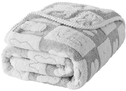 DJDEA Blankets for Newborns, Fluffy Cozy Soft Blanket with Cute Rabbit Pattern, Warm Toddler Blanket Newborn Gift for Boys and Girls Thick Baby Blankets 75cmX100cm Grey Baby Throw Blanket