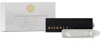 RITUALS Auto Lufterfrischer White Basil – Luxus Parfüm aus der Private Collection – Hält Ihr Fahrzeug monatelang frisch – Passt in jedes mit wiederverwendbarem Holzhalter – 2 x 3g