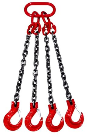 zktoermn 4-Bein Kette Sling - G80Alloy Stahl Motor Kette Hebebühnen - mit 4 Safety Grab Haken Heavy Duty - für Hebebühnen(5 ton,2 m)