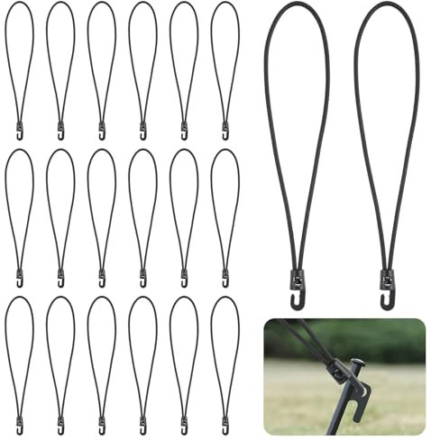 20 Stück Spanngummi mit Haken, 26cm Expander mit Haken, Schwarz Planenspanner, Multifunktional Gummispanner mit Haken für Camping Planen, Zelte, Fahrräder