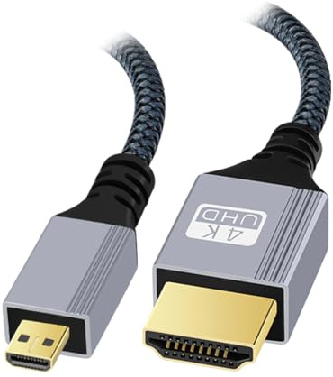 cablecc 4K 60Hz HDMI 2.0 maschio a micro HDMI tipo D maschio cavo con manicotto, spina diritta per HDTV, computer, monitor laptop, 30 cm