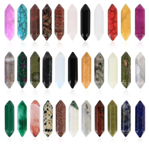 20 Pz Set di Bacchette di Cristallo Curative, Pietre e Cristalli e Pietre Preziose, Cristalli Curativi Esagonali, Set di Pietre Chakra Oggetti Pietre Naturali per Meditazione Reiki Oggetti Regalo