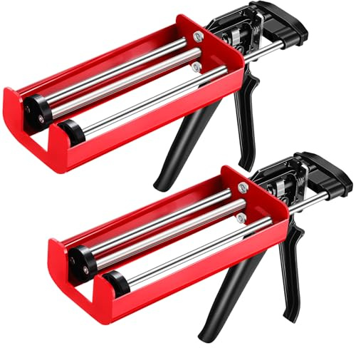 Relaxweex 2 Pack Dual Caulking Gun Dual Cartridge Epoxy Gun 400 ml /13.5 Fl oz (1: 1) Stainless Steel Manual Caulking Guns for Bond Adhesive Cartridge Applicator