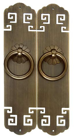 PLLJIAXUAMCLNL 2 Pcs Vintage Style Antique Brass Pull Handle Knobs, Drawer Cabinet Bookcase Wardrobe Doors and Windows Straight Plate Single Hole Handle (Antique Bronze)