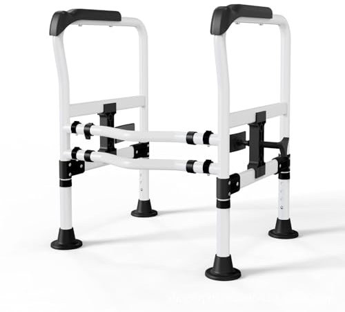 Supporto Per WC Ausilio Per WC,Supporto Per WC Rialzo Per Sedile WC Regolabile In Altezza Con Braccioli, Robusti Supporto WC Per Anziani, Barra Maniglia Bagno Per Disabili, Handicap A