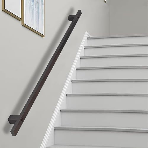 Corrimano per scale, balaustra a muro, corrimano per piedi, supporto di sicurezza, barra di sostegno, tubo metallico industriale nero, corrimano per scale, gradini esterni e interni, soppalco, veranda