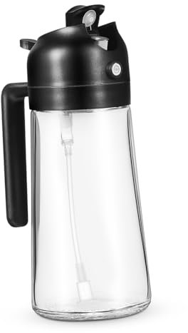 Holibanna Olive Oil and Oil Spray Dispenser Black Glass Bottle Easy-use Cooking Bottle for Kitchen