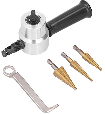 Double Head Nibbler Drill Attachment with Aluminum Alloy cutting machine and Speed Steel Cobalt Step Drill Bits for Precise Metal Cutting and Drilling