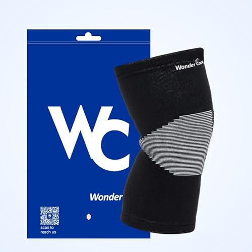Wonder Care 1 Pc Black Bamboo Knee Sleeves for Men/Women, Support for Running, Gym, Badminton, Sports, Compression | Perfect Knee Brace for Pain and Enhanced Comfort - 1 Pc(L)