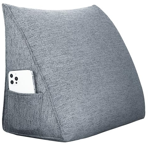 strusery Orthopädisches Keilkissen - Ergonomisches Rückenkissen für Bett & Sofa mit abnehmbarem Bezug, ideal als Lesekissen und Rückenlehne (dunkelgrau, 45x20x35 cm)