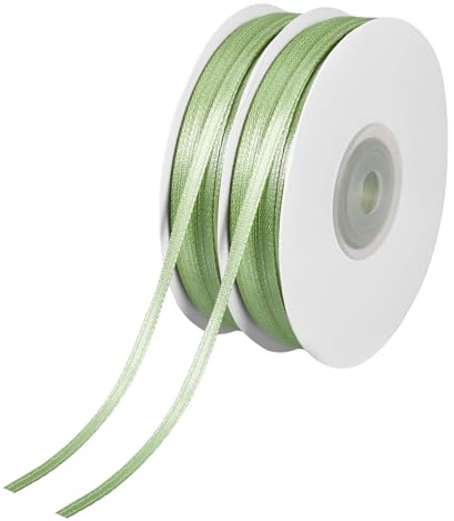 91 Meter Schleifenband Grün- Geschenkband Grün Satinband 3mm für Geschenkverpackungen, Dekorationen, Hochzeiten, Geburtstage und andere Festtage