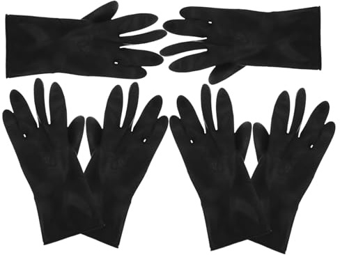 VICASKY Friseurhandschuhe mit Rutschfestem Grip zum Haarefärben Schwarze 3 Paar aus Gummi und Kunststoff und Schützend für Damen und Herren Beim Friseur