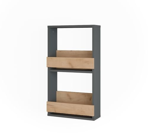 Vicco Portabicchieri da vino Repose, Rovere dorato/antracite, 40 x 72 cm, per montaggio a parete con supporti per fino a 8 bicchieri da vino