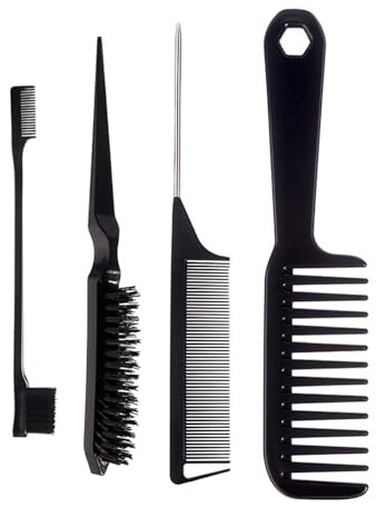 YUPEIUKLI Set di 4 spazzole per Capelli, Pettine a Coda di Topo, Spazzola per Capelli con Bordi, Pettine per cotonare, Spazzola districante per Capelli, Pettine a Denti Larghi per Donne e Uomini