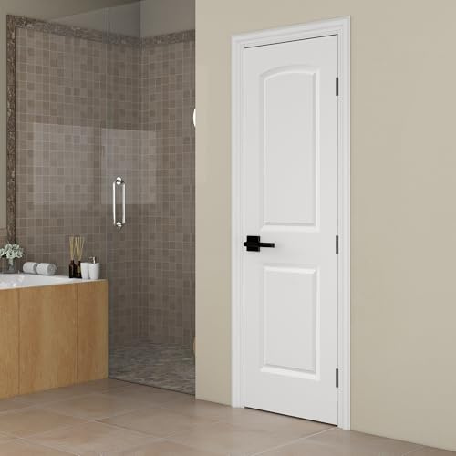 BARNSMITH 24x80 in Raised 2-Panel Arch Top Smooth White Primed Molded Door Slab, Classic Paintable Hollow Core Interior Door Panel, for Swing, Pocket, Sliding Door, Durable and Lightweight