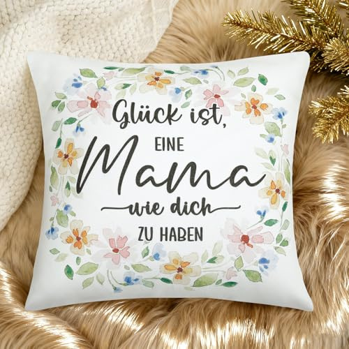 FIBORIA Liebe Mama Kissenbezug 1 STK. Geschenk Beste Mutter Muttertag Geburtstagsgeschenk Muttertagsgeschenke Weihnachten Geschenkidee Wohnzimmer Grußkarte