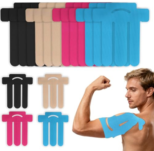 Kinesiotapes Vorgeschnitten für Schulter,12 Stück Kinesio Tape Schulter Wasserfestes kinesiotape für Schulter Schmerzlinderung,Original Baumwolle Schulter Tape für Sport&Dauerhafte Unterstützung