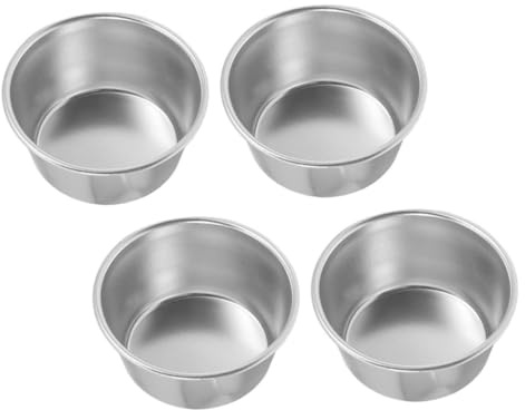 LABRIMP Stampi Rotondi in Acciaio al Carbonio Set 4 Pezzi Antiaderente Resistenza Alta Temperatura per Budini e Crostatine per Cucina Casalinga
