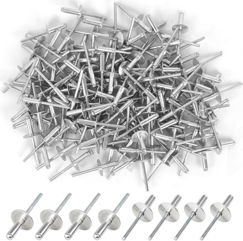 150 Stück Aluminium Blindniete mit Großem Flansch Blindnieten 4,8 x 16 mm, Blindnieten Großkopf Popnieten Nieten Set Geeignet für Möbel, Automobil-, Schiffs- und Maschinenanwendungen