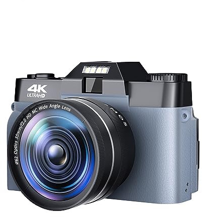 Cámara De Fotos Digital Vintage 48MP Lente Gran Angular Grabadora Fotográfica 4K Videocámara Compacta WIFI Blogger Vlogging Vídeo Imágenes Nítidas Detalladas(128G TF Card,With Wide Angle Lens04)