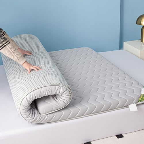 Vikbar golvmadrass – 5 cm tjock bärbar rullsäng för gäster andningsbar enkel och dubbel stil grå 85 x 195 cm för sovsalar