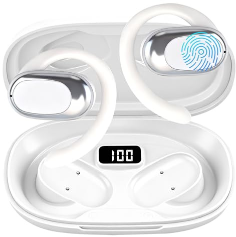 Wowsofty Open Ear Headphones Wireless Bluetooth 5.4 Earphones with LED Charging Case Over open‑ear style bone conduction‑inspired Headphones for Running Gym Sports Compatible with iOS and Android