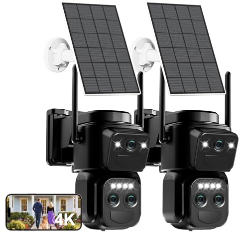 10X Zoom 4K Solar Outdoor Security Camera Wireless WiFi with Triple Lens | 360° PTZ, Human Auto Tracking, Siren, Night Color, Two-Way Audio, IP66, Ideal for Home/Porch/Garage/Yard/Warehouse/Farm/Store