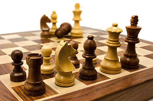 Personalised Hand Crafted Chess Game Set with Rosewood Board, Engraved - Enter Your Own Custom Text