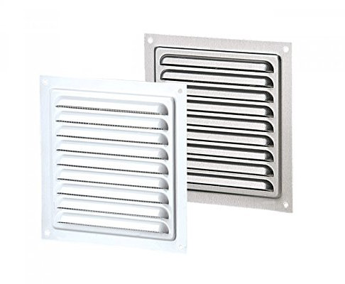 Rejilla de ventilación metálica con mosquitera, entrada y salida del aire