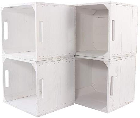 8 Neue weiße Kisten für Kallax Regal Expedit 33cm x 37,5cm x 32,5cm Einsatz Aufbewahrungsbox Ablagekiste Obstkiste Weinkisten Regal Holz Kiste klassisch Einsatz