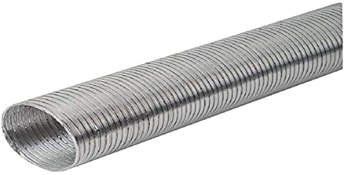 Ø 120mm / 4.7 inch Flexible Air Duct for Cooker Hood, Air Conditioner, Extractor Fan, Tumble Dryer - 1.5m / 4.9ft Semi-Rigid Exhaust Hose - Ventilation Ducting - Aluminium