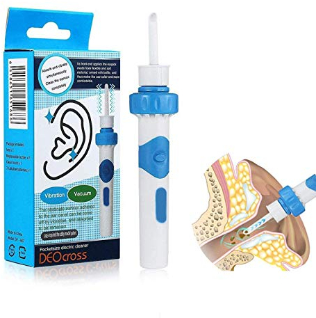 Rimuovi la cera dell'orecchio, pulitore elettrico dell'orecchio, aspirapolvere per la rimozione della cera dell'orecchio, kit di rimozione della cera dell'orecchio con 2 teste di ricambio in silicone