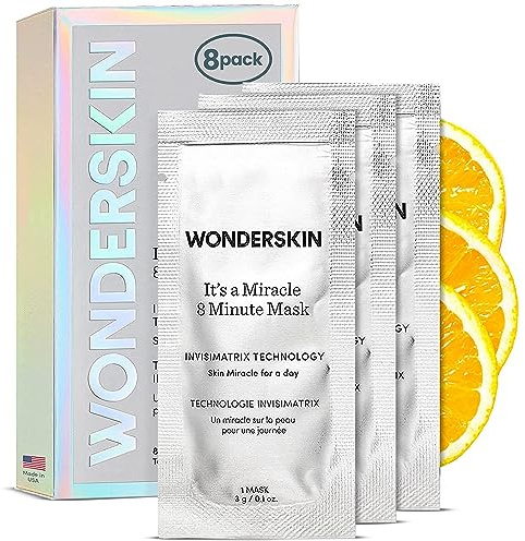 Wonderskin 8-Minuten-Maske, Feuchtigkeitsspendende Und Anti-Aging-Gesichtsmaske Mit Vitamin C Und Niacinamid, Feuchtigkeitsspendende Gesichtsmasken, 8Er-Pack